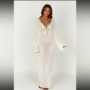 Meshki - Crochet fishtail flare sleeve dress